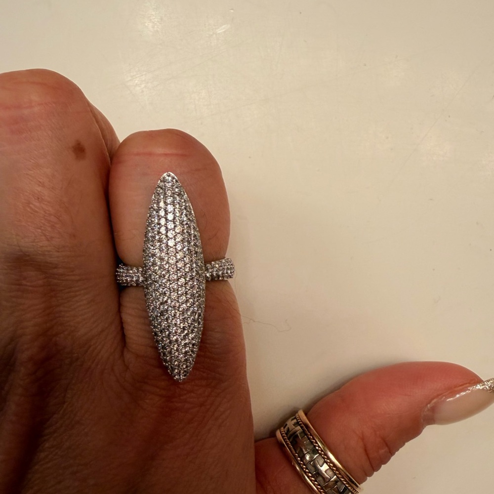 Silver Statement Ring with Crystals